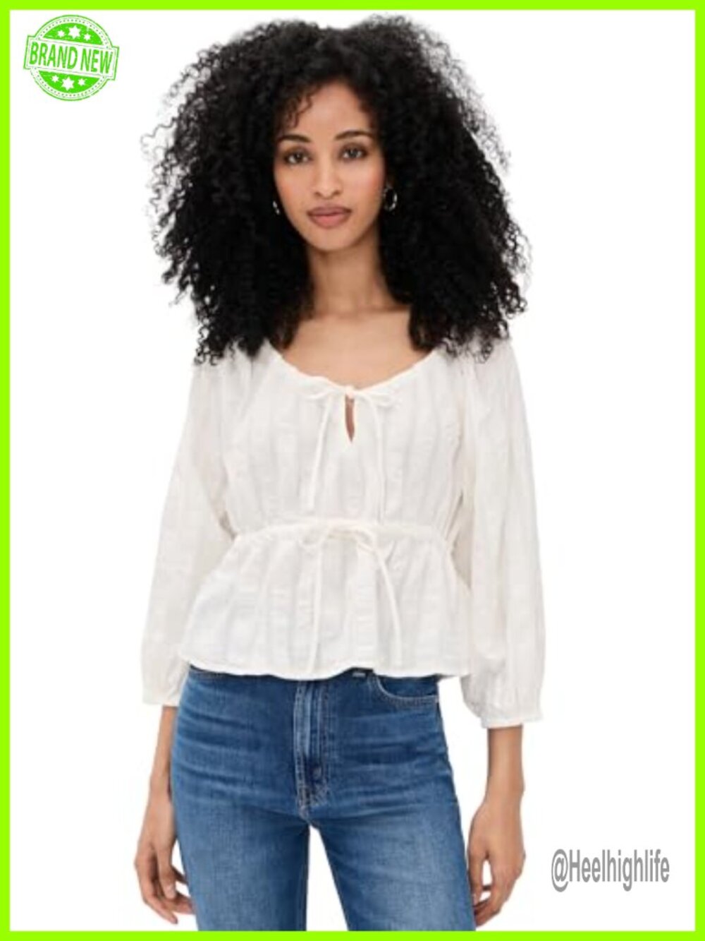 Love Child Top Lightweight Non-Stretch Scoop Neck 3/4 Sleeve Blouse